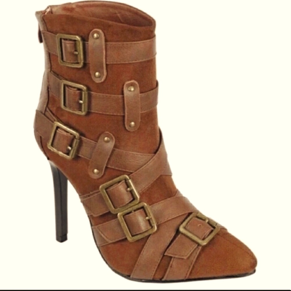 Buckle Strap Stilleto Boots size 6.5